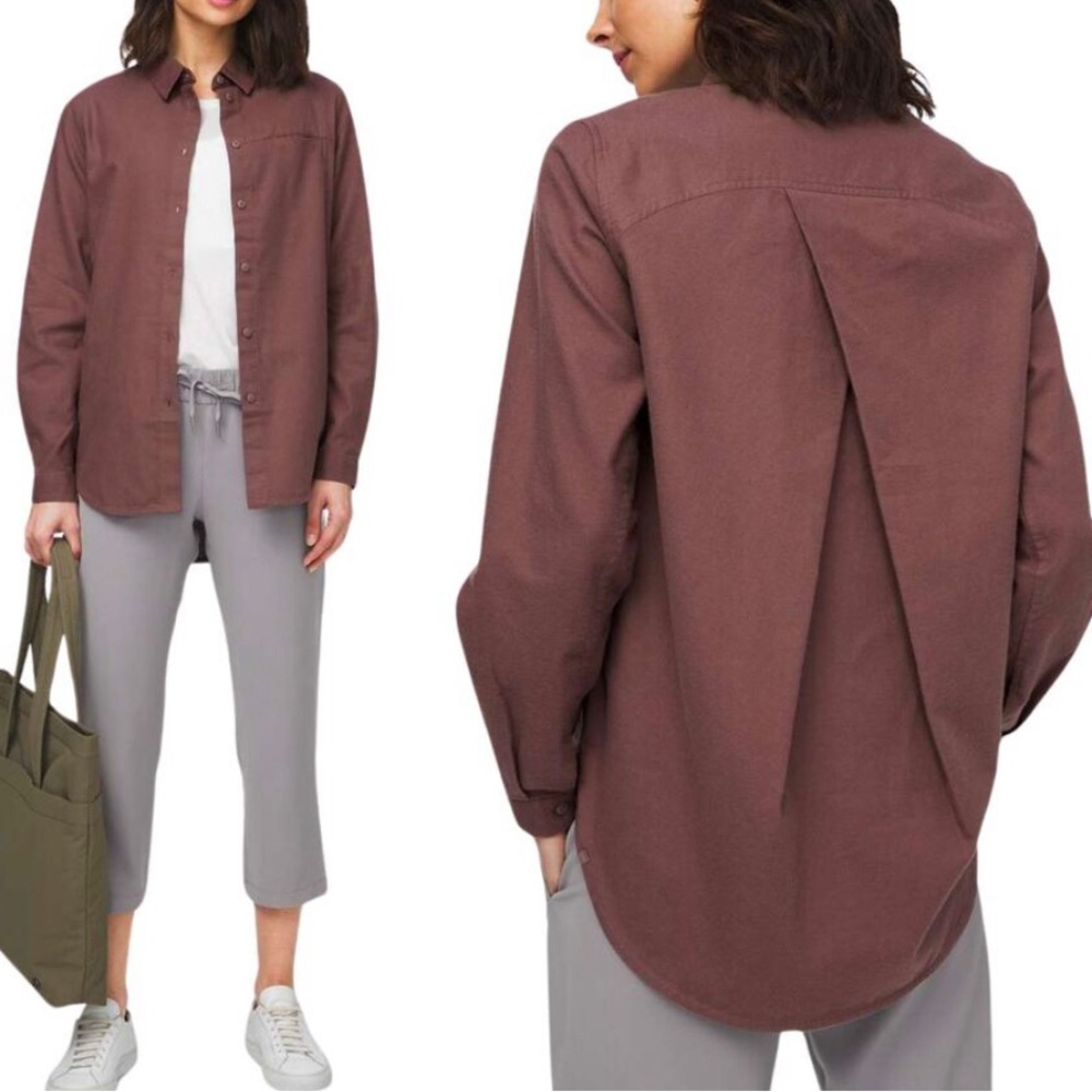 Lululemon Full Day Ahead Flannel Button Down Shirt Women Size 8